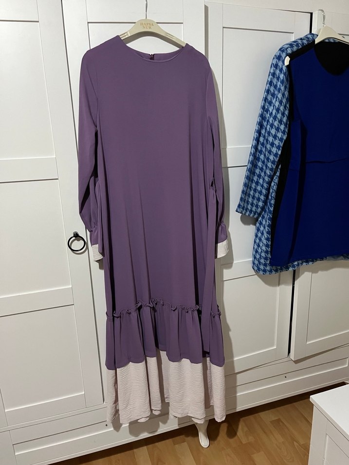 Uzun Lima Kadın Elbise, Fırfırlı, Uzun Kollu - Görsel 2