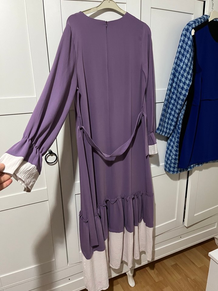 Uzun Lima Kadın Elbise, Fırfırlı, Uzun Kollu - Görsel 3