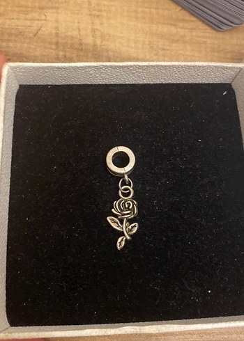 Zincir Detaylı Gumus Renk Gül Charm Pandora