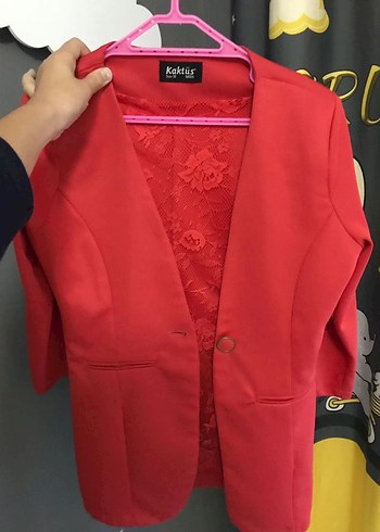 Diğer Kaktüs Kırmızı Düğmeli Kadın Blazer Ceket
