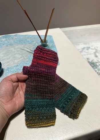 Bohem Tarz Çok Renkli Örgü Kadın Eldiven - Görsel 2