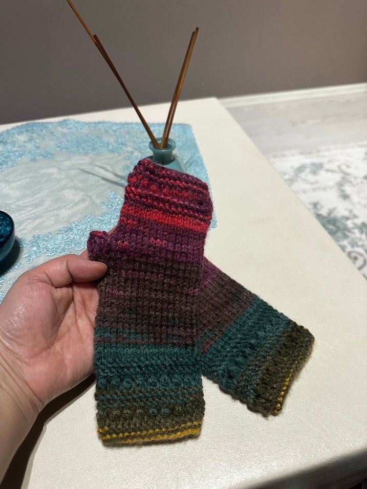 Bohem Tarz Çok Renkli Örgü Kadın Eldiven - Görsel 2