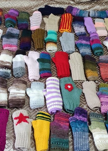 Bohem Çok Renkli Örgü Parmaksız Eldiven - Görsel 3