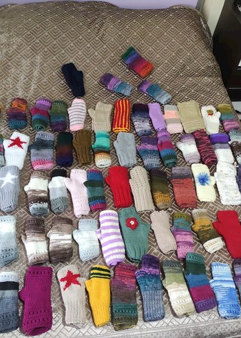 Bohem Çok Renkli Örgü Kadın Eldiveni - Görsel 2