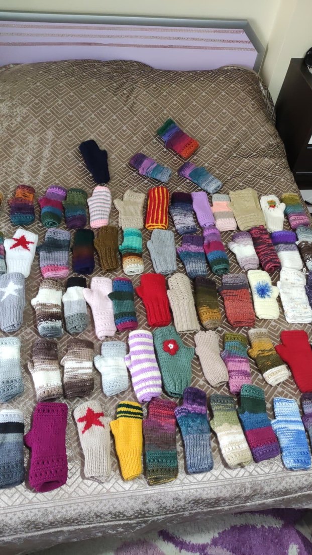 Bohem Çok Renkli Örgü Kadın Eldiveni - Görsel 2