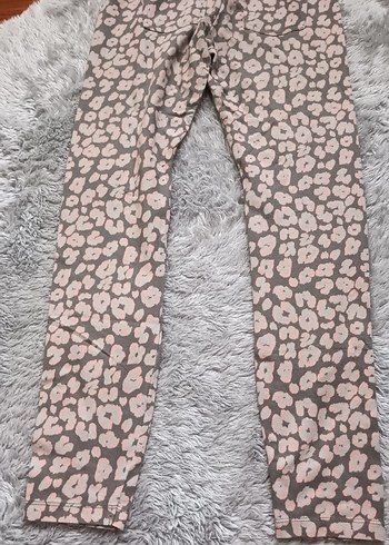 Peluş Detaylı Desenli Gri Kız Tayt - Görsel 3