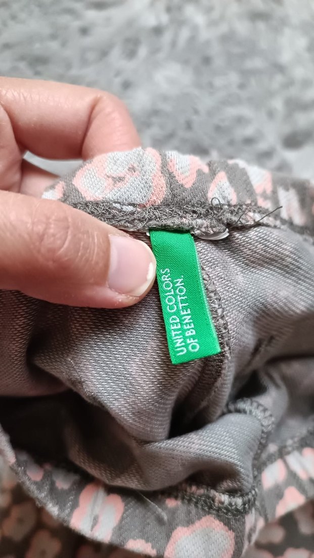 Peluş Detaylı Desenli Gri Kız Tayt - Görsel 4