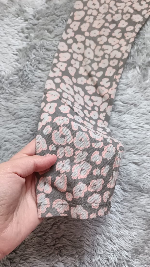 Peluş Detaylı Desenli Gri Kız Tayt - Görsel 2