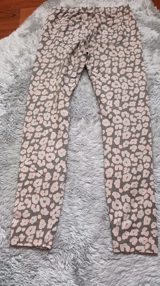 Peluş Detaylı Desenli Gri Kız Tayt - Görsel 3