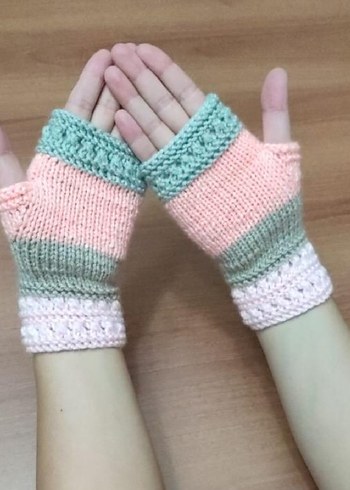 Örgü Bohem Kadın Eldiveni Pastel Renkli - Görsel 2