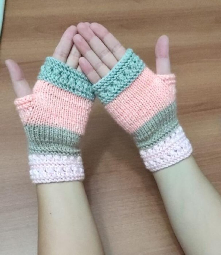 Örgü Bohem Kadın Eldiveni Pastel Renkli - Görsel 2