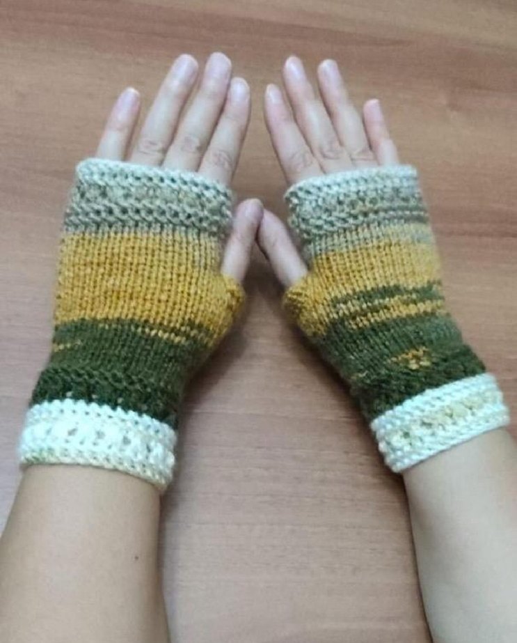 Bohem Çok Renkli Örgü Parmaksız Eldiven - Görsel 2