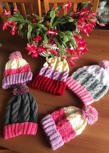 Renkli Bohem Örgü Kadın Bere - Görsel 2