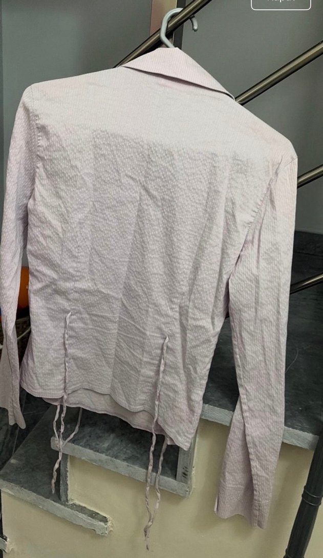 Düğmeli Keten Gri Kadın Gömlek - Görsel 2