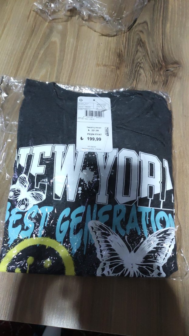 Kız Çocuk Gri Baskılı Uzun Kollu Tişört - Görsel 4