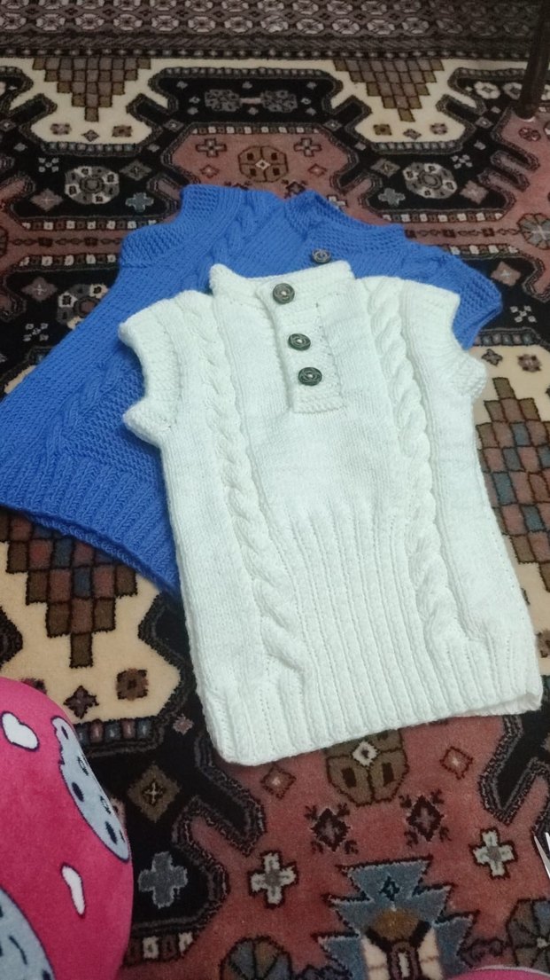 Kısa Kollu Bohem Örgü Süveter - Görsel 3