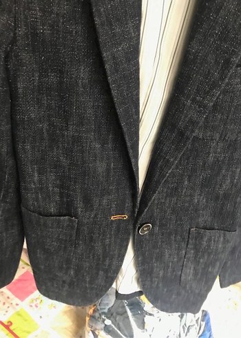 Lacivert Kadın Denim Blazer Ceket - Görsel 3