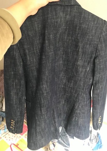 Lacivert Kadın Denim Blazer Ceket - Görsel 2