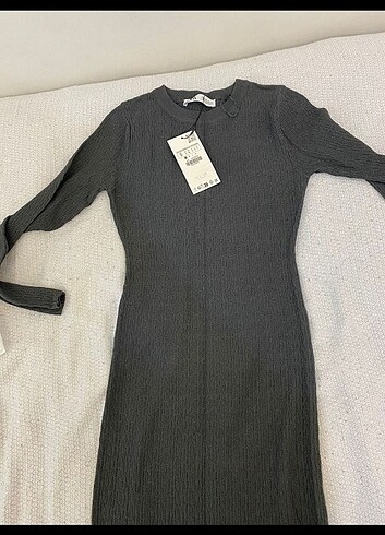 m Beden gri Renk Zara uzun triko dokulu elbise