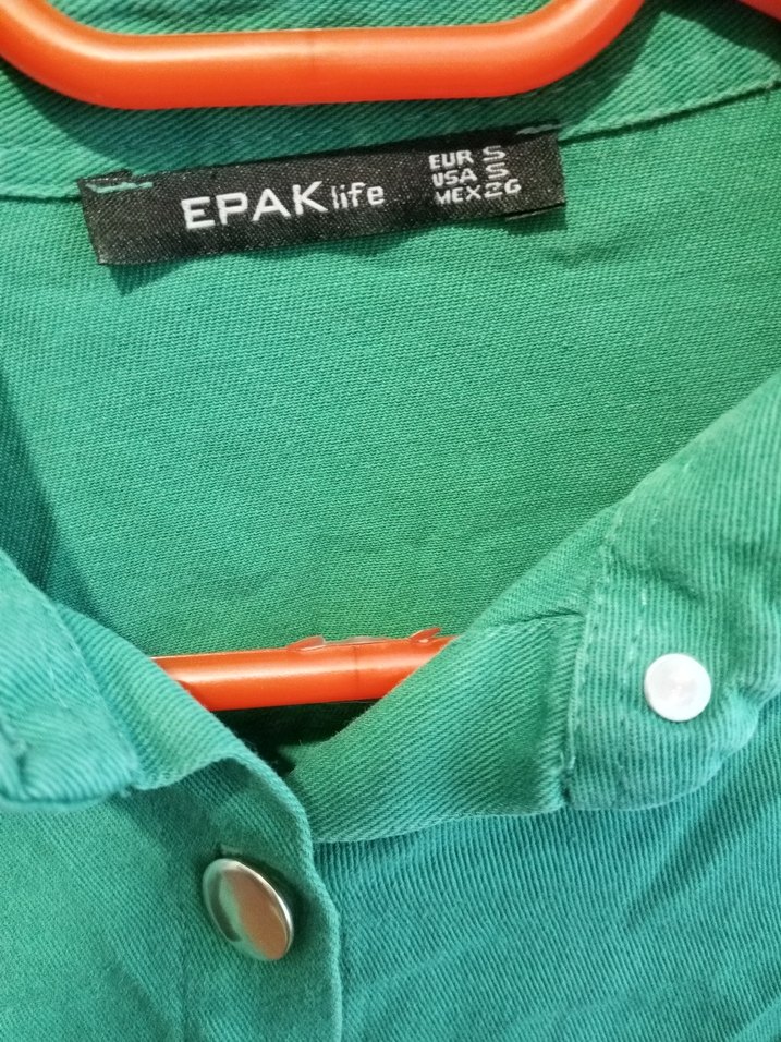 Yeşil Düğmeli Salaş Keten Gömlek - Görsel 3