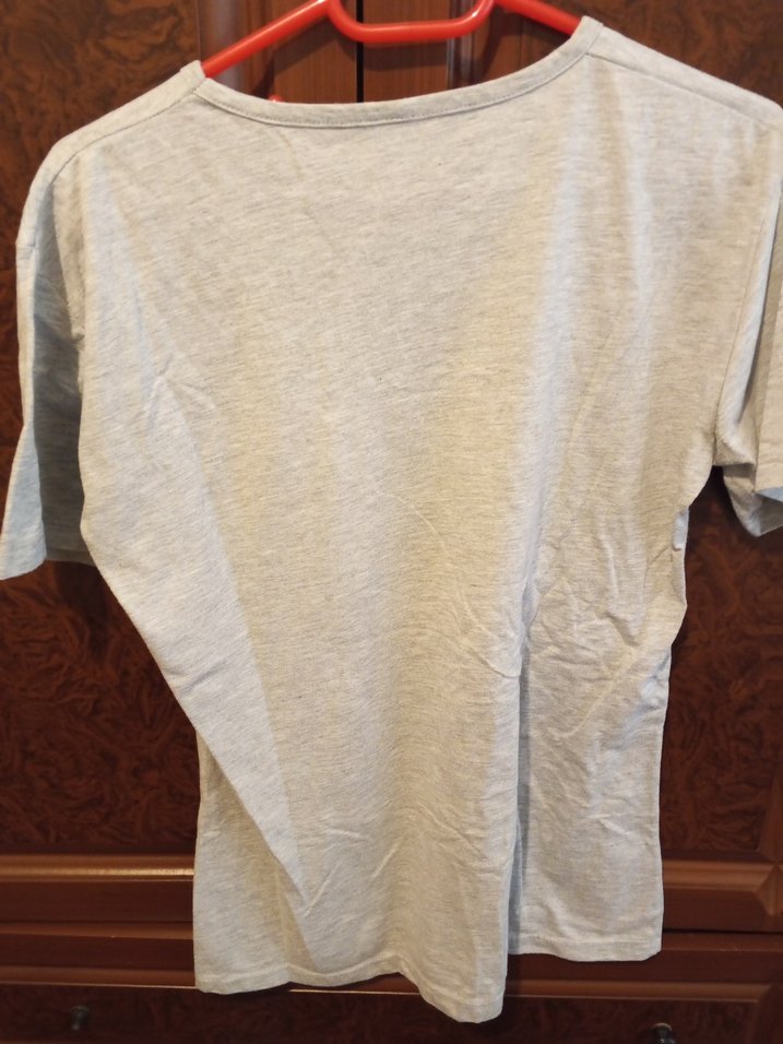 Gri Mini Pamuklu Baskılı Kadın Tişört - Görsel 2