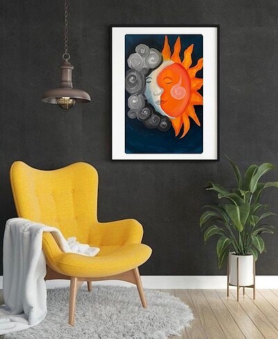 Tasarımcı ay ve güneş tablo