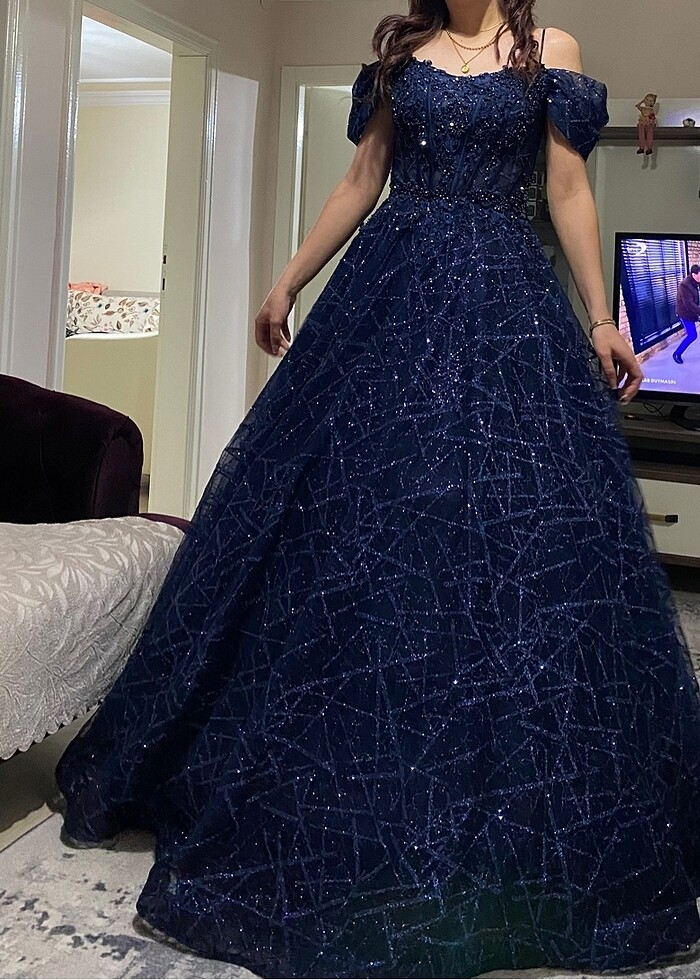 lacivert nişan elbisesi - Görsel 2