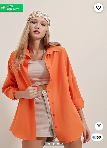 turuncu oversize gomlek
