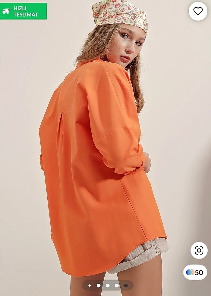 turuncu oversize gomlek - Görsel 2