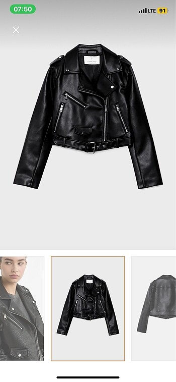 Stradivarius Deri Ceket - Görsel 5