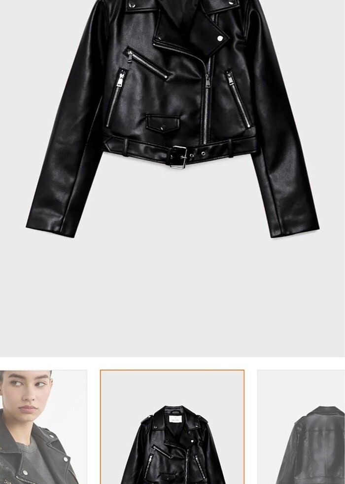 Stradivarius Deri Ceket - Görsel 5