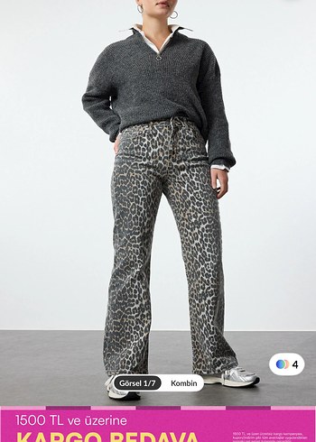 Leopar desenli jeans