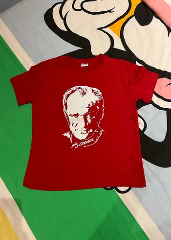 Kırmızı Baskılı Erkek Kız Çocuk Tişörtü