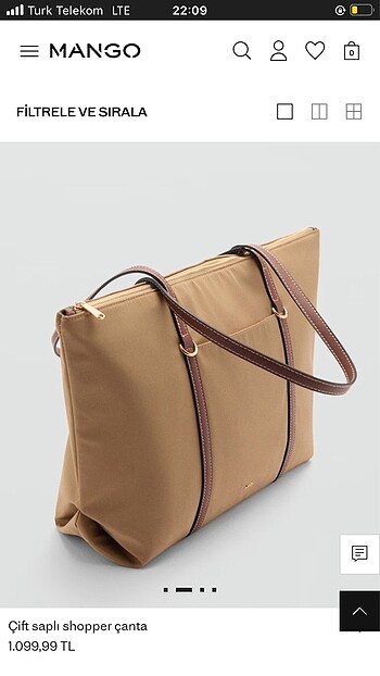Mango Çift saplı shopper çanta