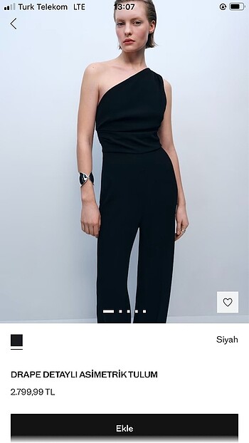 Drape detaylı asimetrik tulum