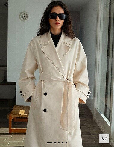 Oversize uzun çift düğmeli trençkot
