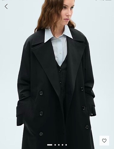 Oversize uzun çift düğmeli trençkot