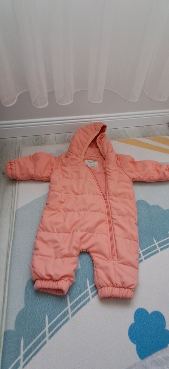 Kapüşonlu Pembe Bebek Tulumu - Görsel 2