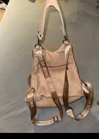 Bej Deri Kadın Sırt Çantası - Görsel 5