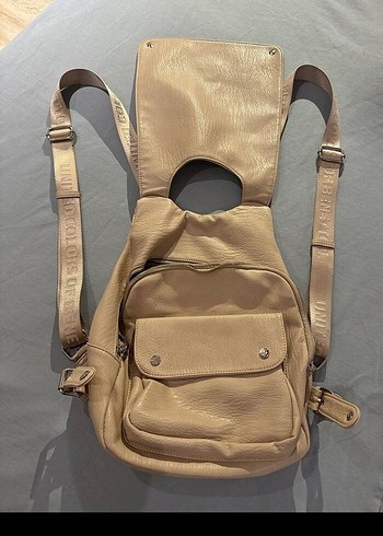 Bej Deri Kadın Sırt Çantası - Görsel 2