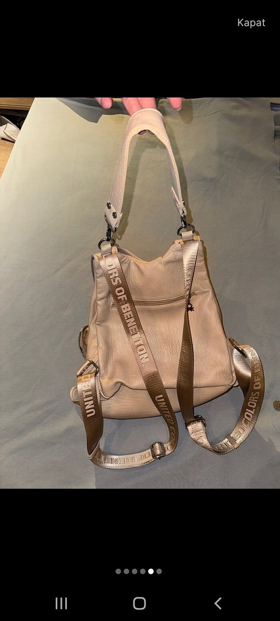 Bej Deri Kadın Sırt Çantası - Görsel 5
