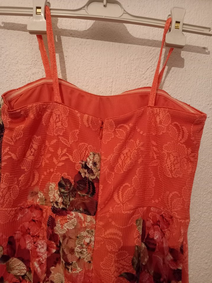 Dantel Detaylı Kırmızı Uzun Bohem Elbise - Görsel 3