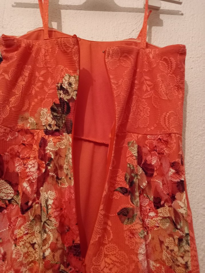 Dantel Detaylı Kırmızı Uzun Bohem Elbise - Görsel 4