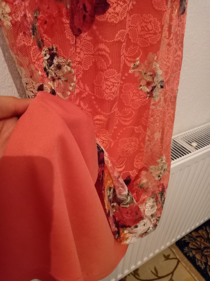 Dantel Detaylı Kırmızı Uzun Bohem Elbise - Görsel 2