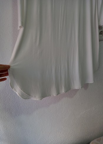 Beyaz Pamuklu Uzun Kollu Midi Tunik - Görsel 7