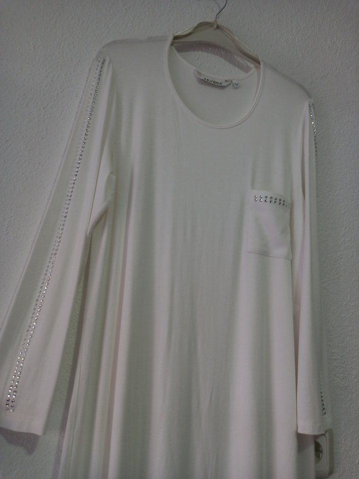 Beyaz Pamuklu Uzun Kollu Midi Tunik - Görsel 4