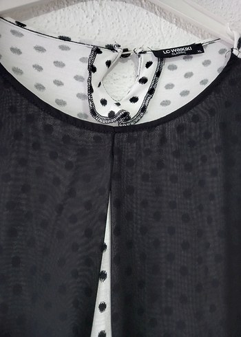 Uzun Kollu Siyah Puantiyeli Uzun Tunik - Görsel 4