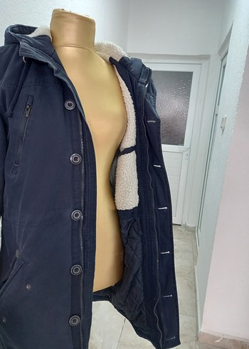 Kapüşonlu Lacivert Parka içi pelüş - Görsel 4