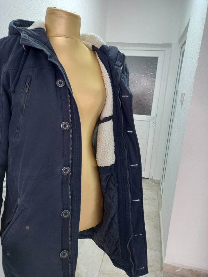 Kapüşonlu Lacivert Parka içi pelüş - Görsel 4