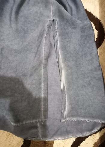 Düğmeli Mavi Uzun Elbise - Görsel 10